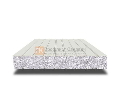 Сэндвич панели без замков с пенополистиролом, ширина 1000 мм, толщина 10 мм, 0.5/0.5, RAL9002