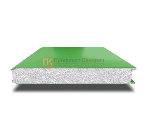 Сэндвич панели гладкие с пенополистиролом, ширина 1000 мм, толщина 100 мм, 0.5/0.5, RAL6018
