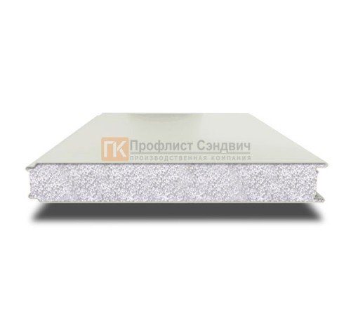 Сэндвич панели гладкие с пенополистиролом, ширина 1000 мм, толщина 150 мм, 0.5/0.5, RAL9002