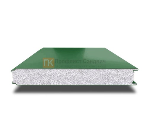 Сэндвич панели гладкие с пенополистиролом, ширина 1000 мм, толщина 200 мм, 0.5/0.5, RAL6002