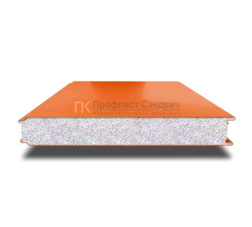 Сэндвич панели гладкие с пенополистиролом, ширина 1000 мм, толщина 60 мм, 0.5/0.5, RAL2004