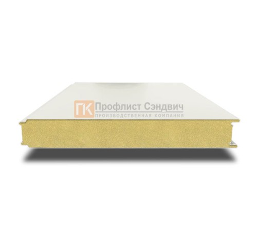 Сэндвич панели гладкие с пенополиуретаном, ширина 1000 мм, толщина 100 мм, 0.5/0.5, RAL9003