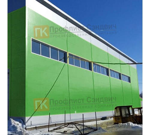 Сэндвич панели гладкие с пенополиуретаном, ширина 1000 мм, толщина 100 мм, 0.5/0.5, RAL6018