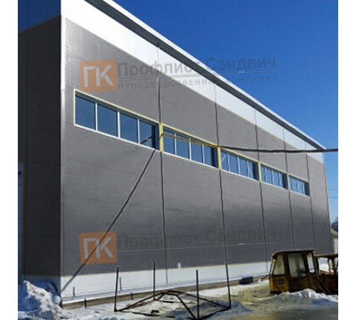 Сэндвич панели гладкие с минеральной ватой, ширина 1200 мм, толщина 100 мм, 0.5/0.5, RAL7024