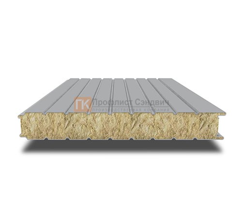 Сэндвич-панель для холодильных камер с минеральной ватой, ширина 1000 мм, толщина 20 мм, 0.5/0.5, RAL7004