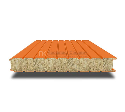 Сэндвич-панель для холодильных камер с минеральной ватой, ширина 1000 мм, толщина 40 мм, 0.5/0.5, RAL2004