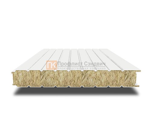 Сэндвич-панель для холодильных камер с минеральной ватой, ширина 1200 мм, толщина 80 мм, 0.5/0.5, RAL9003