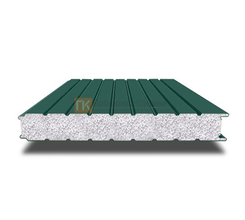 Сэндвич-панель для холодильных камер с пенополистиролом, ширина 1000 мм, толщина 80 мм, 0.5/0.5, RAL6005