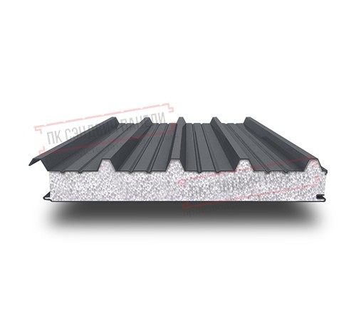 Сэндвич панели кровельные с пенополистиролом, ширина 1200 мм, толщина 100 мм, 0.5/0.5, RAL7024