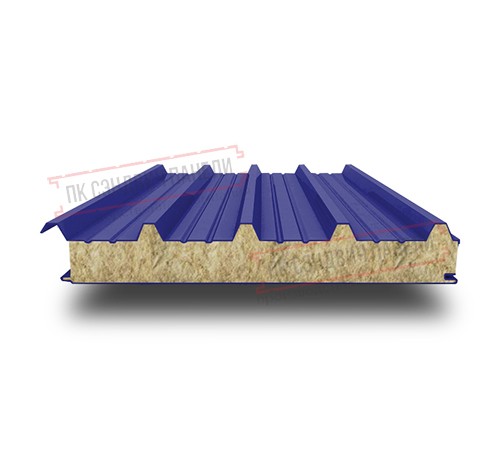 Сэндвич панели кровельные с минеральной ватой, ширина 1200 мм, толщина 120 мм, 0.5/0.5, RAL5002