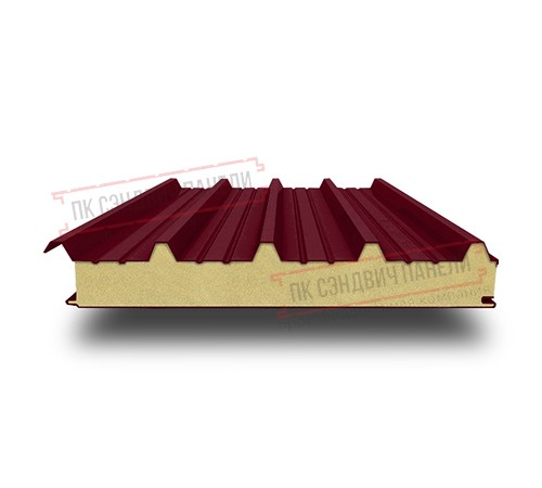 Сэндвич панели кровельные с пенополиуретаном, ширина 1200 мм, толщина 60 мм, 0.5/0.5, бордо