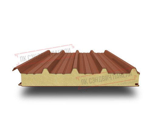 Сэндвич панели кровельные с пенополиуретаном, ширина 1200 мм, толщина 40 мм, 0.5/0.5, RAL8004