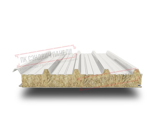 Сэндвич панели акустические кровельные с минеральной ватой, ширина 1000 мм, толщина 150 мм, 0.5/0.5, RAL9003