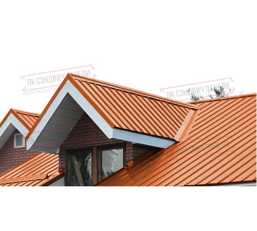 Сэндвич панели кровельные с пенополиуретаном, ширина 1200 мм, толщина 200 мм, 0.5/0.5, RAL 2004