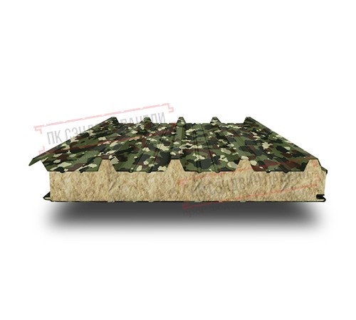 Сэндвич панели кровельные с минеральной ватой, ширина 1200 мм, толщина 10 мм, 0.5/0.5, милитари