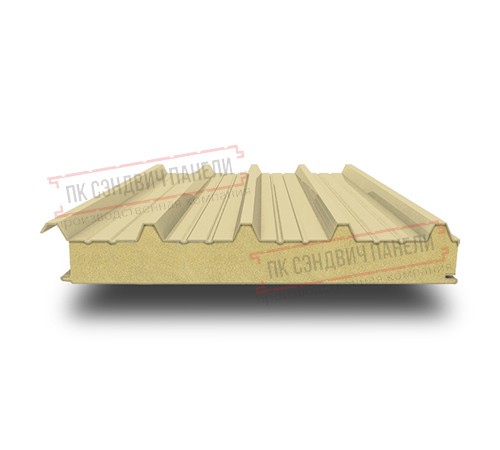 Сэндвич панели кровельные с пенополиуретаном, ширина 1000 мм, толщина 50 мм, 0.5/0.5, RAL1014