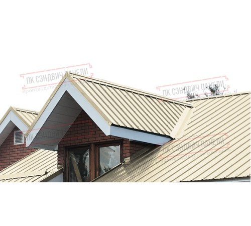 Сэндвич панели кровельные с пенополиуретаном, ширина 1000 мм, толщина 60 мм, 0.5/0.5, RAL1015