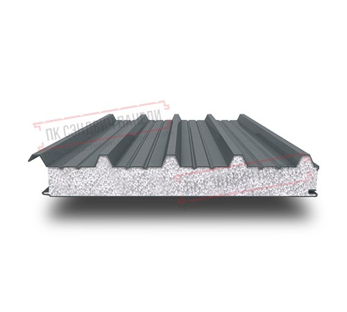 Сэндвич панели кровельные с пенополистиролом, ширина 1000 мм, толщина 140 мм, 0.5/0.5, RAL7011