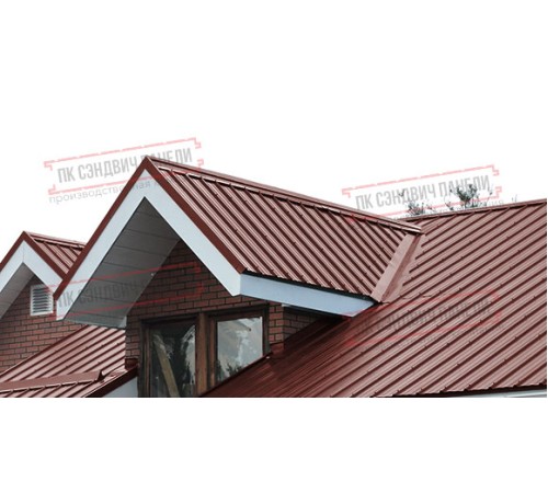 Сэндвич панели акустические кровельные с минеральной ватой, ширина 1000 мм, толщина 60 мм, 0.5/0.5, RAL3009