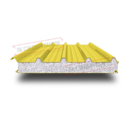 Сэндвич панели кровельные с пенополистиролом, ширина 1200 мм, толщина 10 мм, 0.5/0.5, RAL1018