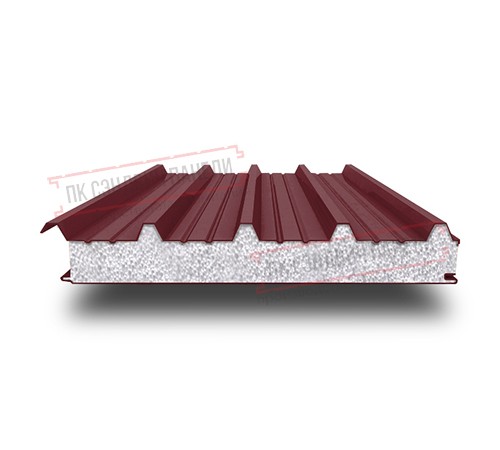 Сэндвич панели кровельные с пенополистиролом, ширина 1200 мм, толщина 40 мм, 0.5/0.5, RAL3005