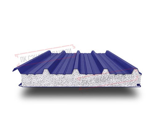 Сэндвич панели кровельные с пенополистиролом, ширина 1200 мм, толщина 180 мм, 0.5/0.5, RAL5002