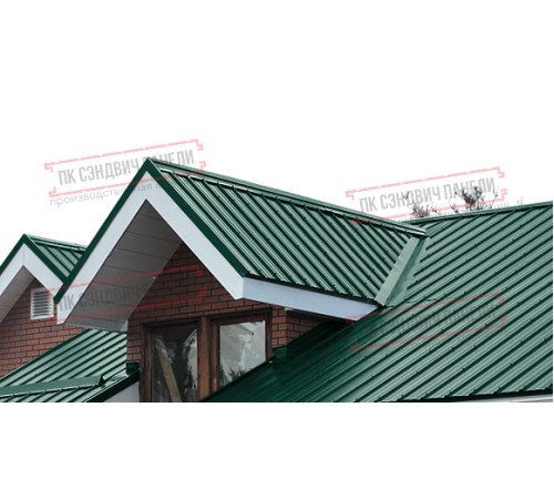 Сэндвич панели акустические кровельные с минеральной ватой, ширина 1200 мм, толщина 100 мм, 0.5/0.5, RAL6005