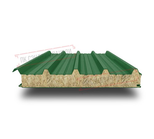 Сэндвич панели кровельные с минеральной ватой, ширина 1000 мм, толщина 40 мм, 0.5/0.5, RAL6002