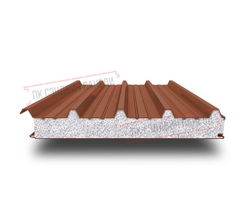 Сэндвич панели кровельные с пенополистиролом, ширина 1000 мм, толщина 160 мм, 0.5/0.5, RAL8004