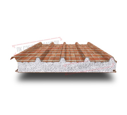 Сэндвич панели кровельные с пенополистиролом, ширина 1200 мм, толщина 30 мм, 0.5/0.5, кирпичная кладка