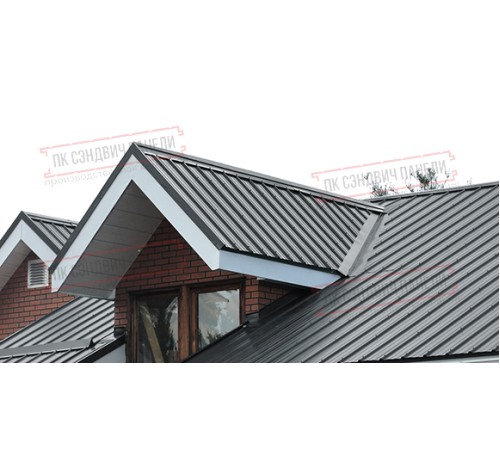 Сэндвич панели кровельные с пенополиуретаном, ширина 1000 мм, толщина 250 мм, 0.5/0.5, RAL7011