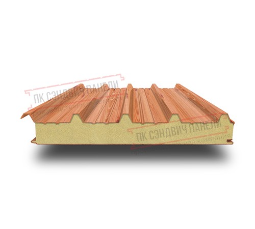 Сэндвич панели кровельные с пенополиизоциануратом, ширина 1200 мм, толщина 140 мм, 0.5/0.5, золотой орех