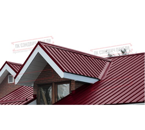 Сэндвич панели кровельные с пенополиуретаном, ширина 1000 мм, толщина 100 мм, 0.5/0.5, бордо