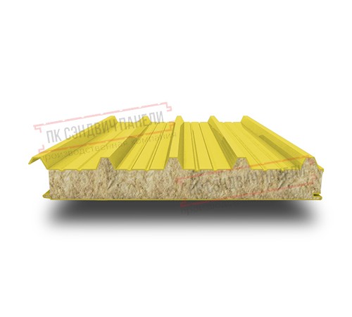 Сэндвич панели кровельные с минеральной ватой, ширина 1000 мм, толщина 60 мм, 0.5/0.5, RAL1018