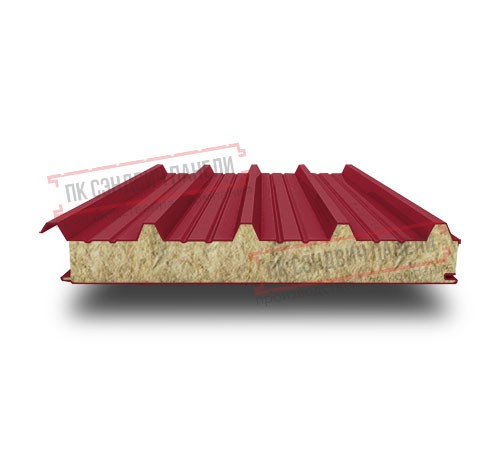 Сэндвич панели акустические кровельные с минеральной ватой, ширина 1000 мм, толщина 120 мм, 0.5/0.5, RAL3003