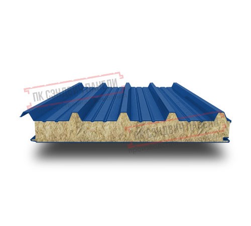 Сэндвич панели акустические кровельные с минеральной ватой, ширина 1200 мм, толщина 60 мм, 0.5/0.5, RAL5005