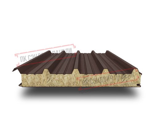 Сэндвич панели акустические кровельные с минеральной ватой, ширина 1200 мм, толщина 100 мм, 0.5/0.5, RAL8017