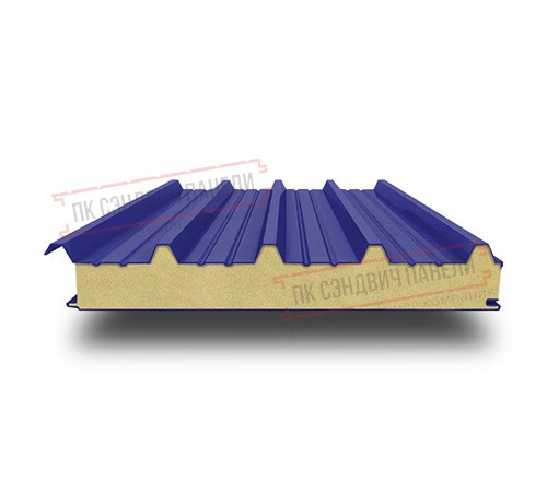 Сэндвич панели кровельные с пенополиуретаном, ширина 1000 мм, толщина 100 мм, 0.5/0.5, RAL5002