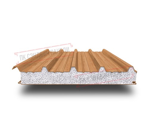 Сэндвич панели кровельные с пенополистиролом, ширина 1000 мм, толщина 100 мм, 0.5/0.5, дуб