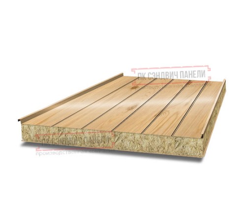 Цена на сэндвич панели с толщиной металла 1.5 мм, под дерево