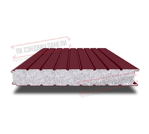 Сэндвич панели стеновые с пенополистиролом, ширина 1200 мм, толщина 100 мм, 0.5/0.5, бордо