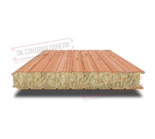 Сэндвич панели стеновые с минеральной ватой, ширина 1000 мм, толщина 20 мм, 0.5/0.5, золотой орех