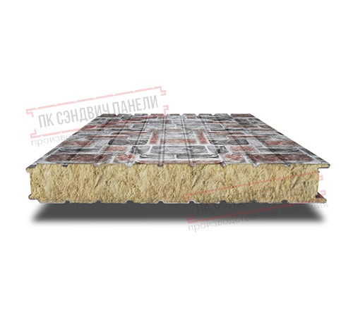 Сэндвич панели стеновые с минеральной ватой, ширина 1200 мм, толщина 140 мм, 0.5/0.5, кварцевый сланец