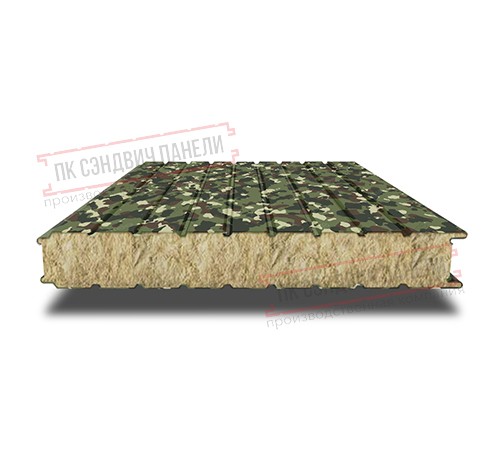 Сэндвич панели стеновые с минеральной ватой, ширина 1200 мм, толщина 200 мм, 0.5/0.5, милитари