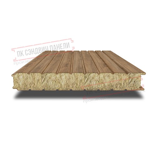 Сэндвич панели стеновые с минеральной ватой, ширина 1200 мм, толщина 20 мм, 0.5/0.5, дуб античный