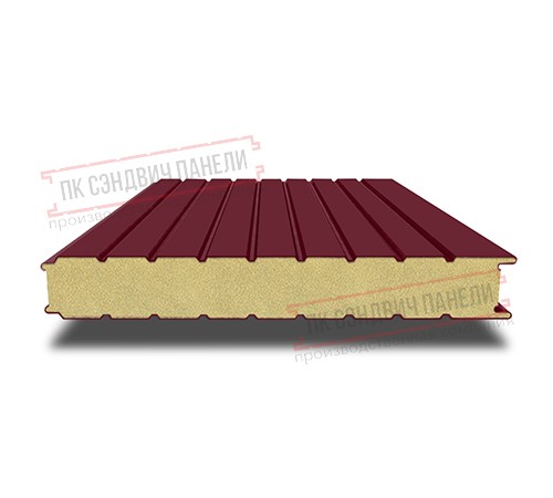 Сэндвич панели стеновые с пенополиуретаном, ширина 1200 мм, толщина 10 мм, 0.5/0.5, бордо