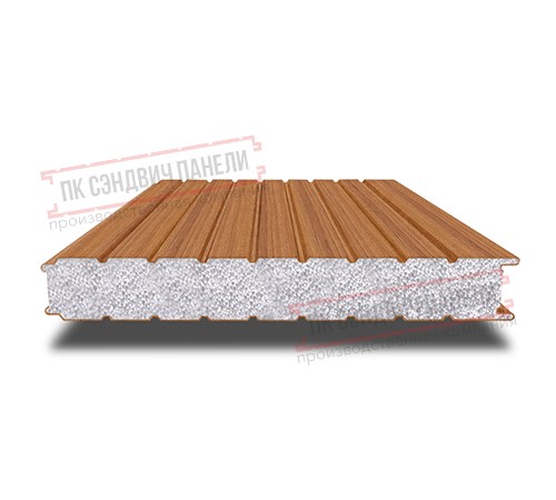 Сэндвич панели стеновые с пенополистиролом, ширина 1200 мм, толщина 20 мм, 0.5/0.5, орех