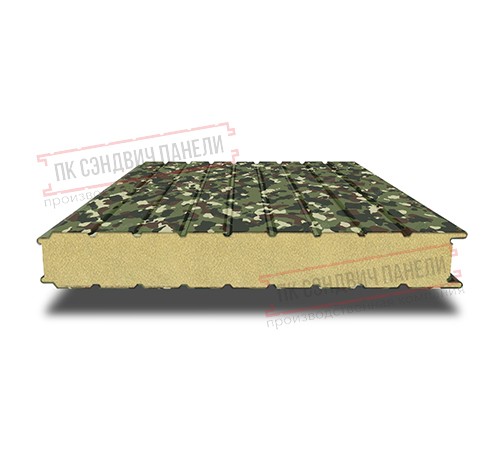 Сэндвич панели стеновые с пенополиуретаном, ширина 1000 мм, толщина 10 мм, 0.5/0.5, милитари