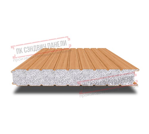 Сэндвич панели стеновые с пенополистиролом, ширина 1000 мм, толщина 160 мм, 0.5/0.5, дуб