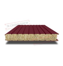 Сэндвич панели стеновые с минеральной ватой, ширина 1000 мм, толщина 20 мм, 0.5/0.5, бордо